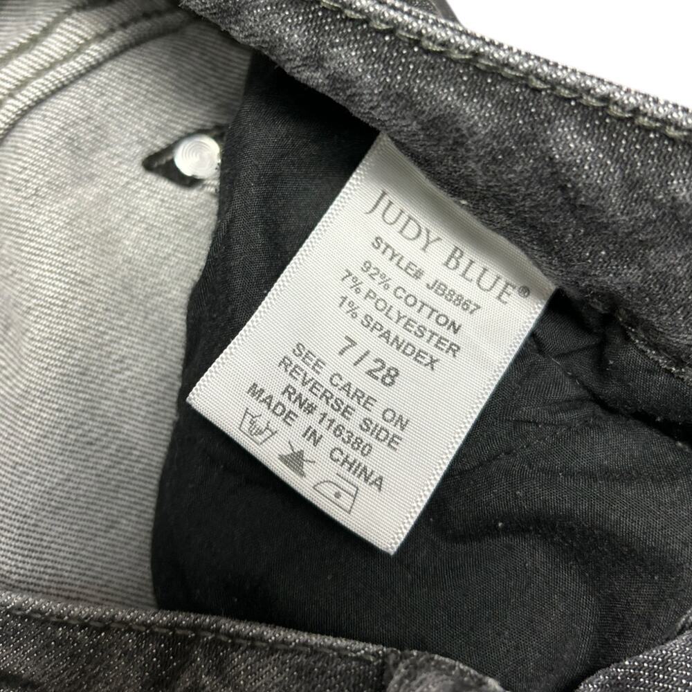 Judy Blue Boyfriend Fit Black Gray Distressed Jeans Stretch Mid Rise Denim 7/28 - Picture 8 of 8